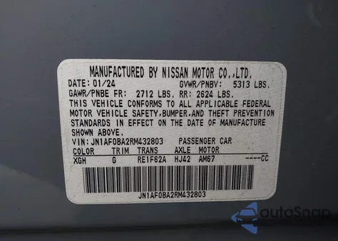 2024 Nissan Ariya Engage из США, поврежденный, VIN JN1AF0BA2RM432803